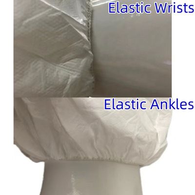 Breathable Anti Static EN1073 White Disposable Micro Film Suit For Solid Particulates