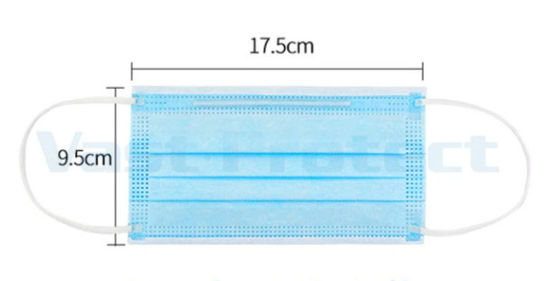 Shelf Life 2 Years EN14683 Hospital Supply Disposable 3 Ply Breathable Earloop Face Mask