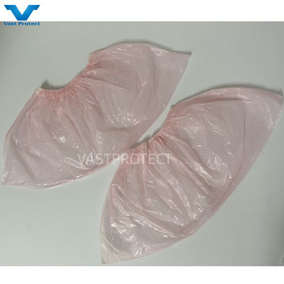 Customized Disposable PE Pink Shoe Cover For Labs Waterproof Material 17 x 40cm
