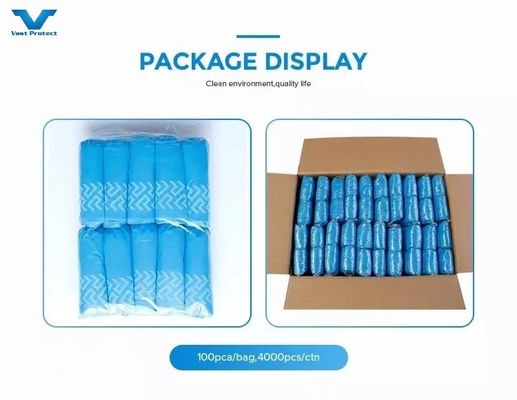 Disposable PP 10-20g Elastic Blue Anti Slip Printed Shoe Cover For High Standar