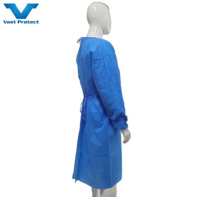 Long Sleeve Level 3 SMS Fabric Anti Static CE Waterproof Disposable Isolation Gown 120 X 140cm