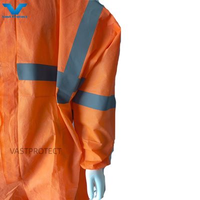 Industrial Safety Microporous SMS Protective Suit In Orange With Water Proof Function