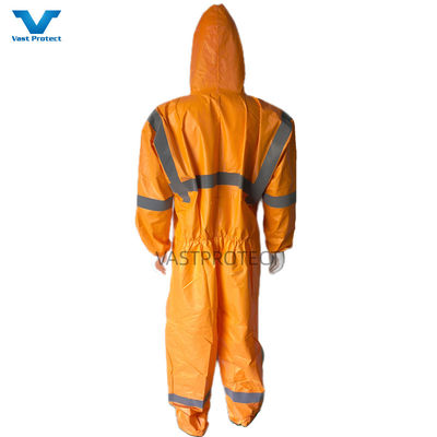 EN1149 Coverall 56GSM Microporous USA PPE Disposable With Orange Reflective Tape