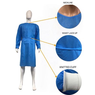 120 X 140cm SMS Isolation Gown Durable Lightweight Protection With CE Certification