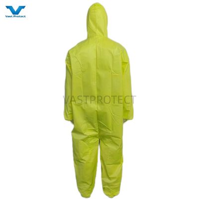 Yellow Chemical Disposable Coveralls Industrial Safety For Industrial Hazards Protection