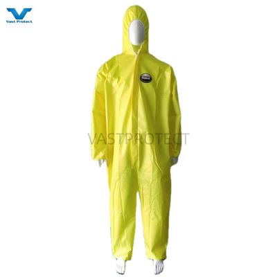 Yellow Chemical Disposable Coveralls Industrial Safety For Industrial Hazards Protection