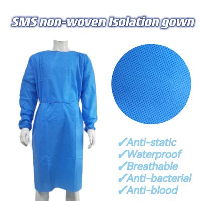 Shelf Life 3 Years Tie Attachment At Back Isolation Gown Level 2 SMS Fabric Waterproof