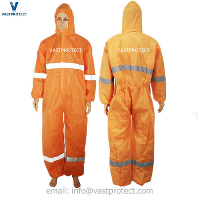 Disposable Coveralls with Reflective Stripes in Microporous/SMS/Non Woven/PP Material