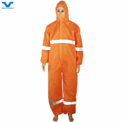 Disposable Coveralls with Reflective Stripes in Microporous/SMS/Non Woven/PP Material