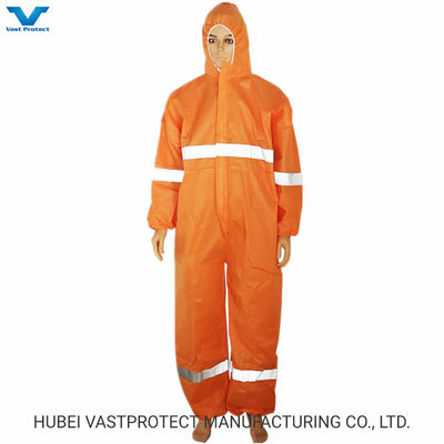 Disposable Coveralls with Reflective Stripes in Microporous/SMS/Non Woven/PP Material