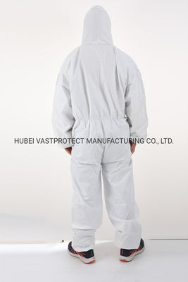 Waterproof Breathable Type 5/6 Cat 3 Disposable White Coverall with Antistatic Feature