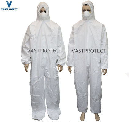 Disposable Coverall with Hood Elastic at Wrists Waist and Ankles Protective Coveralls