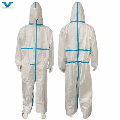 CE Cat 3 Type 4 5 6 Heat Sealed Tape Seam Coverall with Elastic Wrists and Ankles