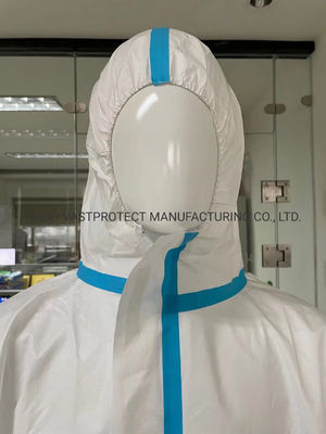 CE Cat 3 Type 4 5 6 Heat Sealed Tape Seam Coverall with Elastic Wrists and Ankles