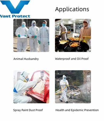 PP PE 55GSM Hooded Disposable Protective White Tyvek 400 Coveralls with Customization