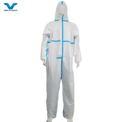 PP PE 55GSM Hooded Disposable Protective White Tyvek 400 Coveralls with Customization