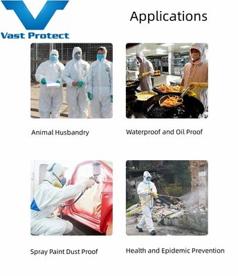 Light Chemical Protective Clothing PP PE White Disposable Type 5 6 Coveralls With Tape