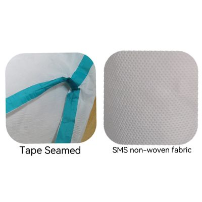 CE Type5/6 Durable SMS Non-Woven Protective Isolation Coveralls with Stick Strip