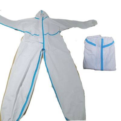 Microporous Film Protective White Hooded Coveralls With Stick Strip Samples