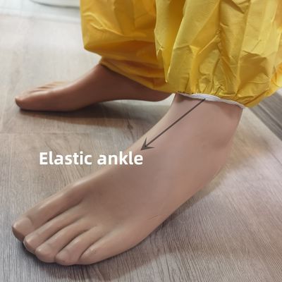 Yellow Disposable Protective Chemical Overall CE Coveralls without Shoe Cover OEM/ODM