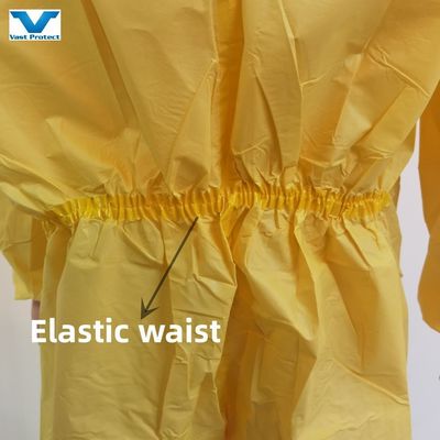 Customized Yellow Disposable Coverall Chemical Resistance Protective Suit 175*140cm PP PE