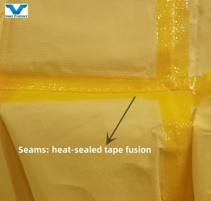 Customized Yellow Disposable Coverall Chemical Resistance Protective Suit 175*140cm PP PE
