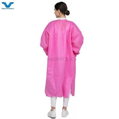 Zip In Front Long Sleeve Single Collar Disposable Lab Coat Elastic Cuffs Customization