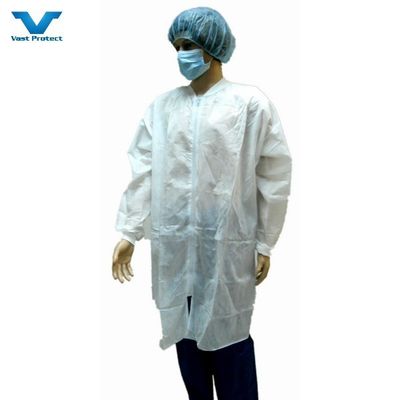 Open Fronted PP/SMS/Microporous Nonwoven Disposable Protective Anti-Splash Lab Visitor Coat