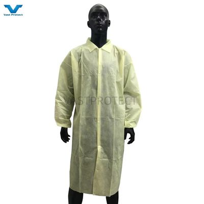 Open Fronted Custom White PP SMS Microporous Uniform Visitor Coat