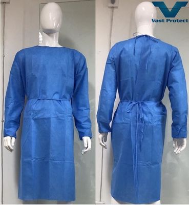 Knitted Fabric Cuff SMS Isolation Gown Tear Resistant and Hydroponic En13795-2-2019 Certified