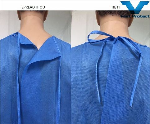 Knitted Fabric Cuff SMS Isolation Gown Tear Resistant and Hydroponic En13795-2-2019 Certified