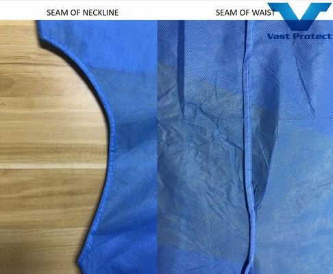 Knitted Fabric Cuff SMS Isolation Gown Tear Resistant and Hydroponic En13795-2-2019 Certified