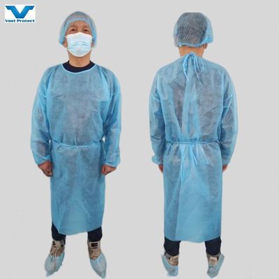Soft Anti Static SMS/PP/PP PE Isolation Gowns Adequate Supply in Blue Logo Printing Available