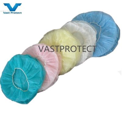 12GSM White Blue Red Pink Nonwoven PP Disposable Round Bouffant Cap with ISO Certification