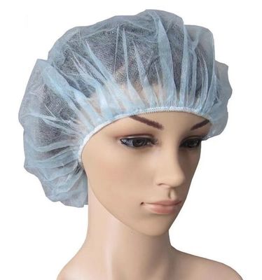 Nonwoven PP Round Bouffant Cap For Food Industry And White Blue Red Pink Hair Elastic