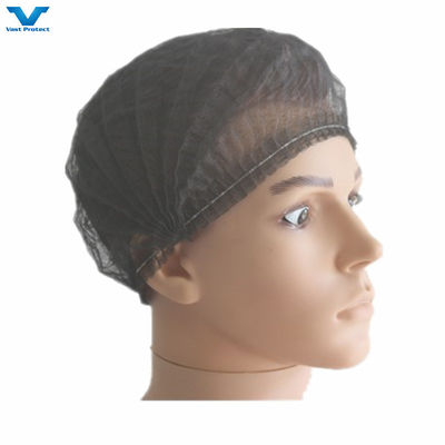 18&quot; Black Disposable Non Woven PP Clip Strip Bouffant Hairnet Mob Cap with Single or Double Elastic CE Certified