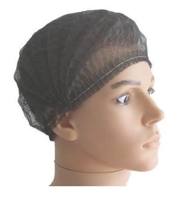 18&quot; Black Disposable Non Woven PP Clip Strip Bouffant Hairnet Mob Cap with Single or Double Elastic CE Certified