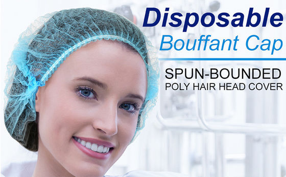 15GSM V101 Disposable Non Woven PP Clip Strip Bouffant Hairnet Mob Cap with Elastic