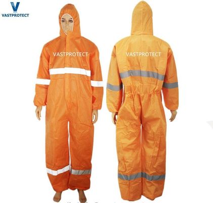 Nonwoven SMS Microporous Disposable Coveralls with Reflective Stripes and Printing