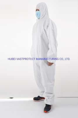 All-in-one XL Structure Waterproof Breathable Type 5/6 Cat 3 Disposable White Coverall