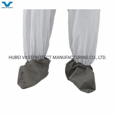 Standard Type 5 6 Nonwoven Disposable Microporous Coveralls with Grey Anti-Slip Shoe Cover