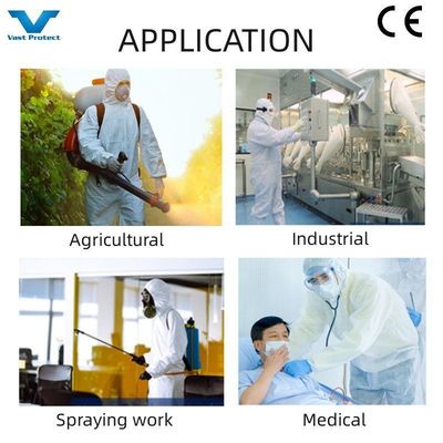 Breathable 55GSM Durable Type5 6 Industrial Microporous Hooded Protective Coverall