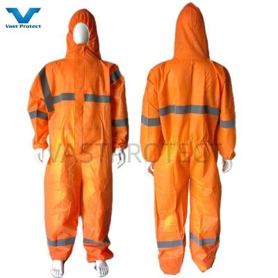 OEM Accepted Nonwoven Dispossable Tyvek Coveralls with Reflective Tape within En14126