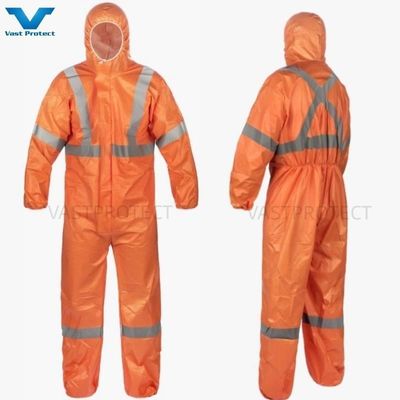 CE Type 4/5/6 Disposable Bi Color Tyvek Coverall With Reflective Strips And Protective