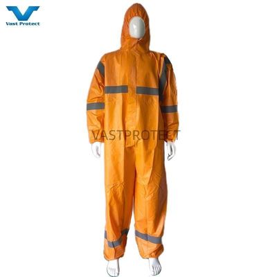 CE Type 4/5/6 Disposable Bi Color Tyvek Coverall With Reflective Strips And Protective