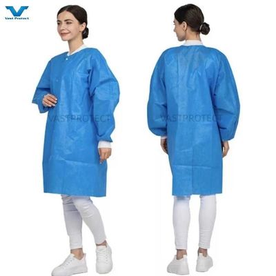White Nonwoven PP Polypropylene SMS Microporous Disposable Lab Coat with Customization