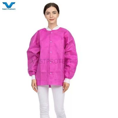 White Nonwoven PP Polypropylene SMS Microporous Disposable Lab Coat with Customization