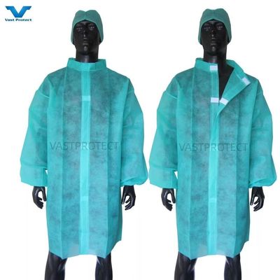 White Nonwoven PP Polypropylene SMS Microporous Disposable Lab Coat with Customization