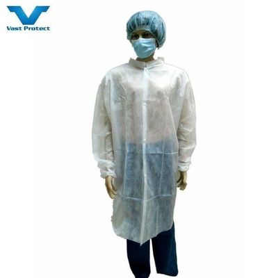 Elastic Cuff Zipper Magic Tape Velco Pockets Non-Woven PP Lab Coat for M L XL XXL Sizes