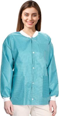 Disposable Lab Jackets Hip Length Reusable Scrub Jacket Lab Coat Unisex with Dust-Proof V601